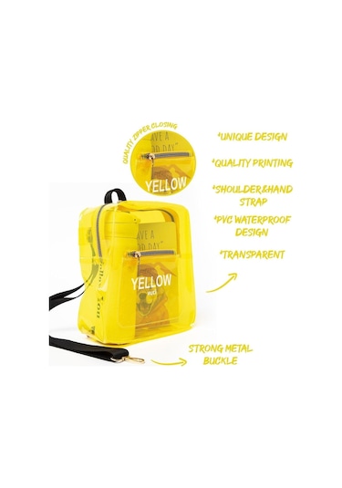 Renkli Şeffaf Mini Sırt Çantası Sarı