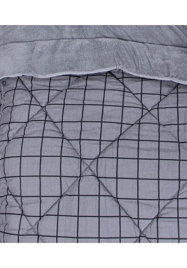 Tek Kişilik Lüx Çift Taraflı Pufidik Desenli Wellsoft Yorgan 155x215 + 1 Adet Yastık Kılıfı Antrasit - Gri