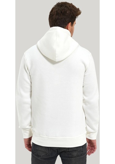Kapüşonlu Ekru Slim Fit Hoodie 23fwm64047-ekru Ekru