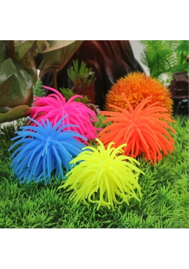 Sones Akvaryum Makaleleri Dekorasyon Tpr Simülasyon Deniz Kestanesi Topu Mercan, Boyut: L, Çap: 13cm