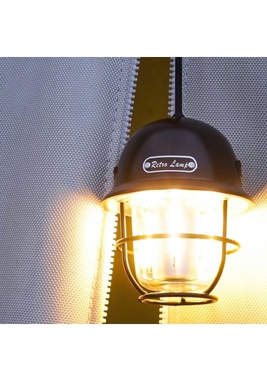 Dancemonkey Vintage Şarj Edilebilir Kamp Feneri - Su Geçirmez, 3 Renk, 40 Saat Çalışma Süresi Siyah Siyah