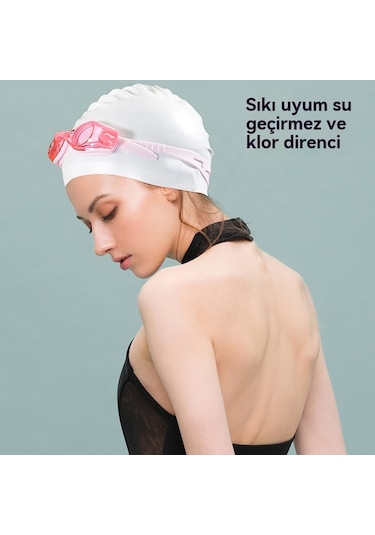 Aurora Çocuk Silikon Düzşapka Su Geçmez Düz Renk Büyük Meşap Kası Beyaz