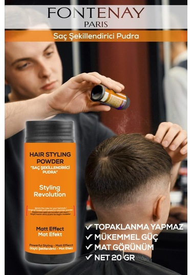 Fontenay Saç Şekillendirici Pudra Toz Wax Ultra Strong Turuncu 20gr X2 + 400ml Saç Spreyi 3'lü Set 2
