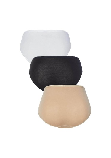 Blackspade Kadın Pamuklu 3'lü Paket Slip - Beyaz - Ten - Siyah Beyaz-ten-siyah