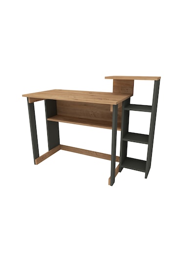 Saye 5 Raflı Kitaplıklı Çalışma Masası Çam - Antrasit Antrasit - Atlantik Çam