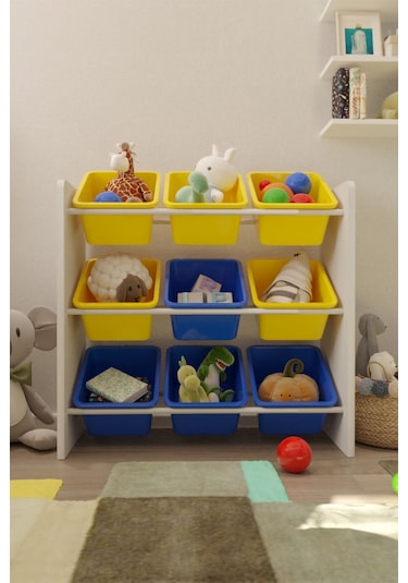 9 Sepetli Çok Amaçlı Oyuncak Dolabı Montessori Dolap