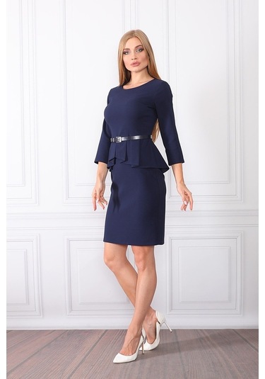 Etselements Kuşak Ve Aller Detaylı Günlük Elbise Ets4412E Lacivert