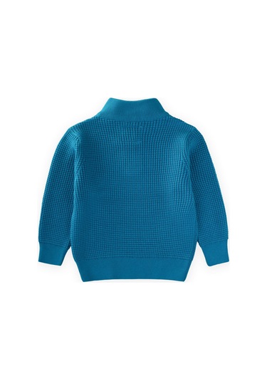 Selanik Triko Fermuarlı Kazak 2-11 Yaş Turkuaz Turkuaz