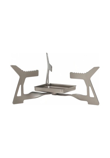 Symbee Titanium Katlanabilir Alkol Ocağı, Ultra Hafif, Anti-korozif, Mini Tepsili, Dış Mekan Pişirme İçin Stüdyo Gümüş