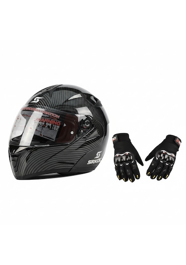 Eldivenli Motor Kaskı Carbon