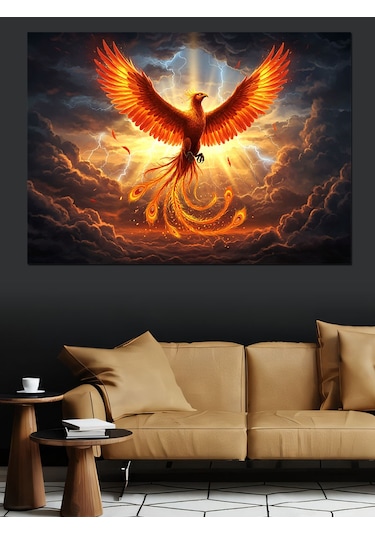 Yükselen Anka Kuşu Dekoratif Kanvas - Mdf Ahşap Tablo