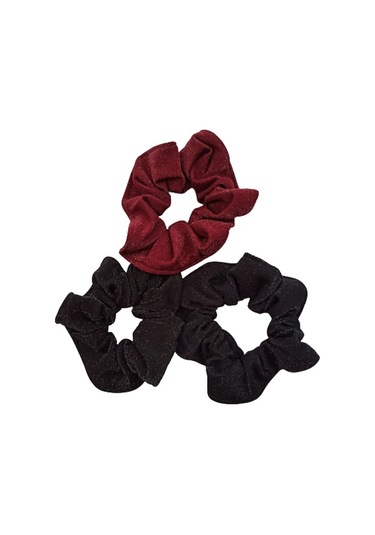 3'lü Kaşe Kumaş Simli Lastik Toka Saç Tokası Simit Toka