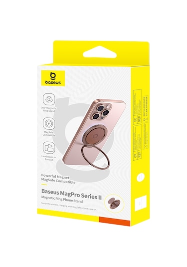 Baseus Magpro Series Iı Manyetik Halkalı Telefon Standı 360 Döndürme Magsafe Kickstand İle Uyumlu Rose Gold