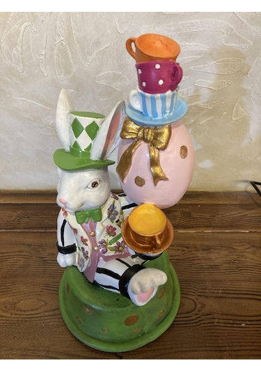 Tavşan Alice Harikalar Diyarında Yumurtalı Obje,biblo