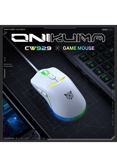 Onıkuma Cw929 Rgb 6400dpı Kablolu Fare Beyaz Diğer