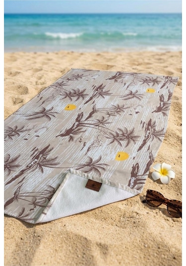 Retro Island Bej Plaj Havlusu 70 X 150 Cm Bej
