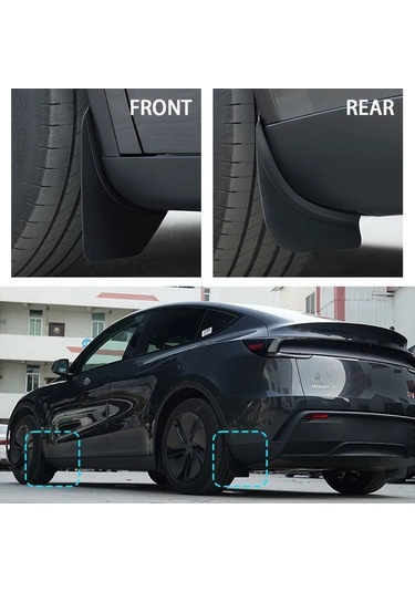 Elmpaly 2025 Tesla Model Y 4 Parça Tam Set Siyah Ağır Hizmet Çamurluk Koruyucu Kolay Montaj