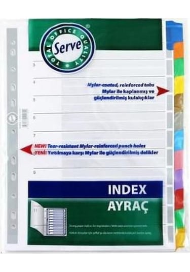 Serve Seperatör 12 Renkli Kağıt A4 SV 5525K