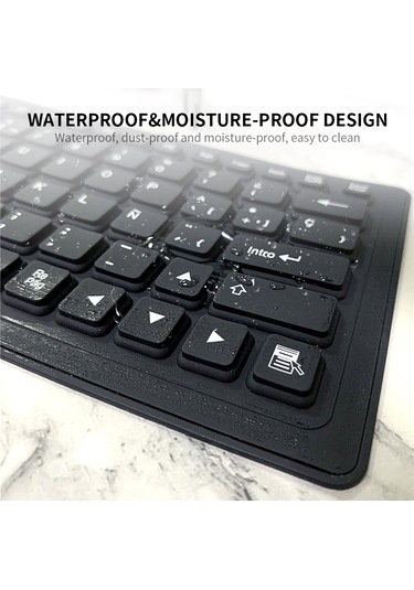 Yunboo 84 Tuşlu Usb Kablolu Su Geçirmez Katlanabilir Silikon Klavye - İspanyolca Siyah