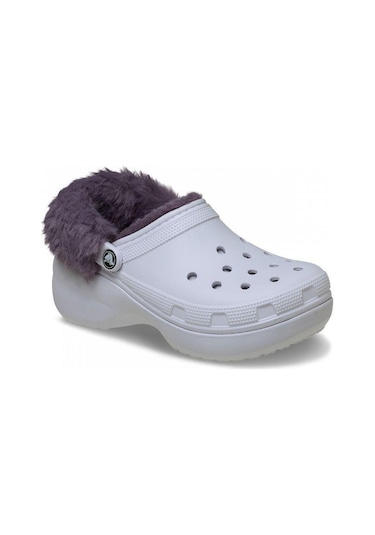 Crocs Classic Platform Fuzz Lined Clog Frosted Grape Terlik 212854-5bo Lila - Mor