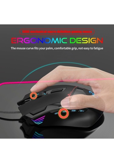 Novahub Hxsj S600 Rgb Oyun Fare - 7200 Dpı, Makro Programlama, 9 Tuşlu, Profesyonel, Aydınlatmalı 001