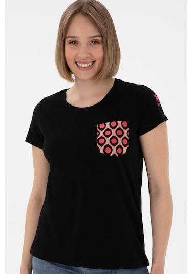 U.S. Polo Assn. Kadın Siyah Bisiklet Yaka Tişört 50305832-VR046