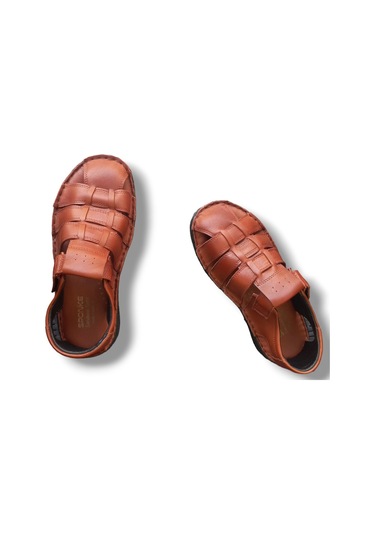 Growish Gr0168 Hakiki Deri Erkek Sandalet Kahverengi