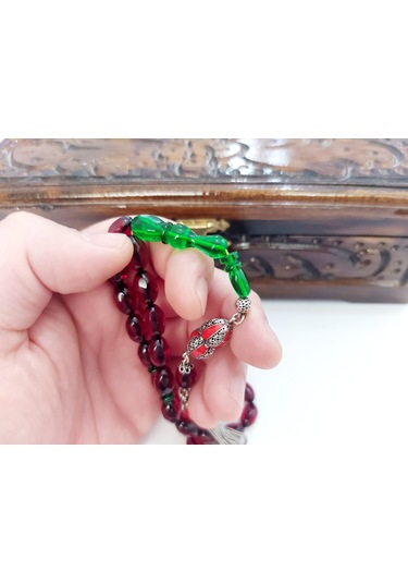 Turgut Aydemir Usta Çift Renk Fesata Kesim Ateş Kehribar Tesbih