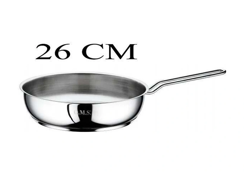 Oms Çelik Tava 26x6 Cm Silikonlu Cam Kapaklı - Sarı Gri