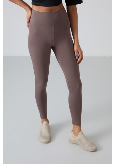 Tommy Life Kahverengi Yüksek Bel Toparlayıcı Slim Fit Dar Paça Kadın Tayt - 94011 Kahverengi