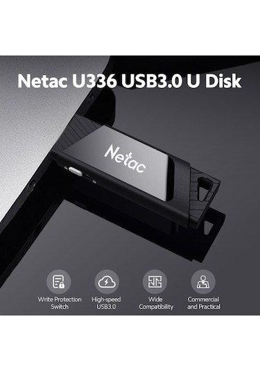Netac U336 Usb3.0 16gb U Disk Taşınabilir Yüksek Hızlı Yazma Korumalı Usb Flash Sürücü Geniş Uyumluluk Siyah