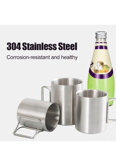 Kamp Kupası 200ml/300ml/400ml Paslanmaz Çelik Su Kupası Çay Kupası Kahve Fincanı Katlanabilir Kulplu Açık Hava Kampı Yürüyüşü Sırt Çantası İçin Diğer Çok Renkli