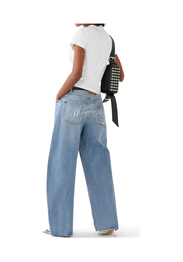 T By Alexander Wang Yüksek Moda Oversized Yuvarlak Jean Pantolon Light Blue