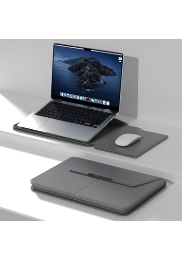 Sones Çok İşlevli Dizüstü Bilgisayar Pu Manyetik Standlı Bölünmüş Liner Çanta, Mouse Pad Fonksiyonu, Boyut: 13-14 İnç Diğer