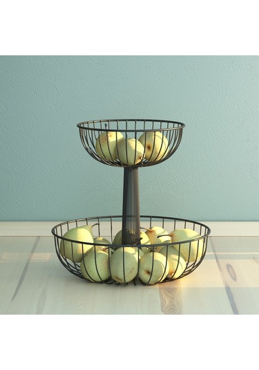 Teknotel Metal Meyve Sepeti Organizer Sepet Mat Siyah Mg530