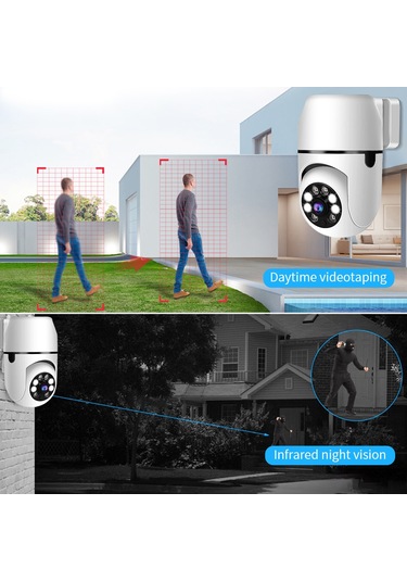 Yunboo Akıllı Wifi Güvenlik Kamerası - 1080p, 360 Görüş, Gece Görüşlü, İki Yönlü Sesli, Hareket Algılama Beyaz