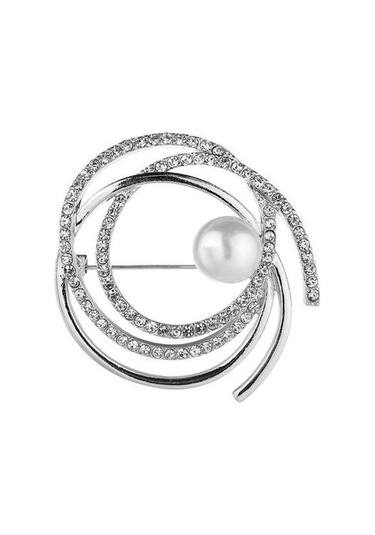 Gümüş Kadın Broş Pin Sahte İnci Taklidi Zarif Kazak Şal Atkılar Klip Göğüs Pin Charm Elbise Dekorasyon Giyim Süsleme Düğün Parti Takı Gümüş