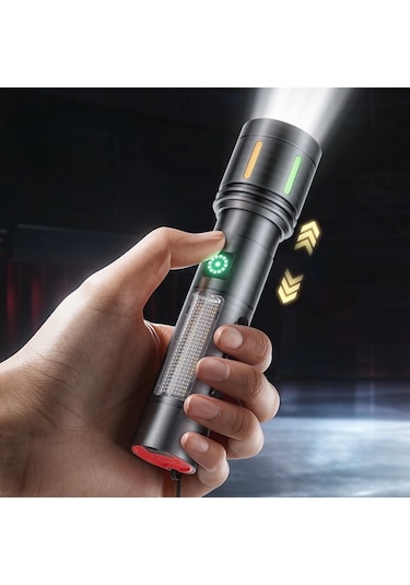 Gold Police Gp-212 Şarjlı Metal El Feneri 1000 Lümen Polis Feneri Çakarlı Çok Renkli