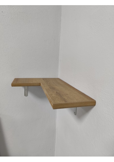 Rustik Büyüleyici Ahşap Köşe Duvar Rafı -metal Destekli Raf