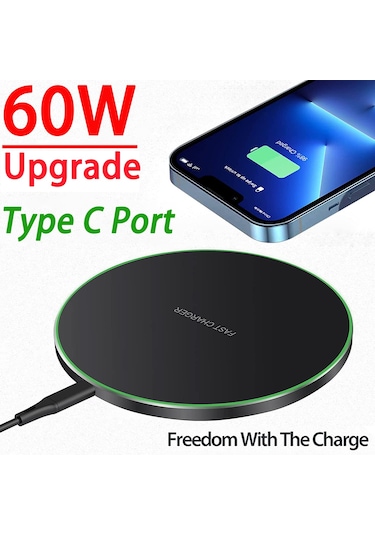 60w Hızlı Qi Kablosuz Şarj Aleti Pedi İphone Uyumlu 13 12 11 X Pro Max Samsung Galaxy S21 S20 S10 S9 S8 Xiaomi Kablosuz Şarj Pedi