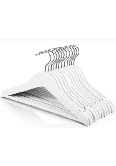 24 Adet Lüxs Ahşap Elbise Askısı Beyaz