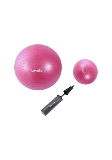 Leyaton 65 Cm Pilates Topu 25 Cm Mini Denge Topu ve Pompası Seti