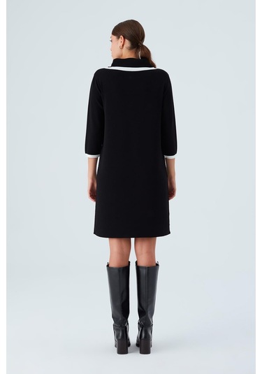 Peraluna Grace Dress Rahat Kesim A Form Rayon Kadın Triko Elbise Siyah