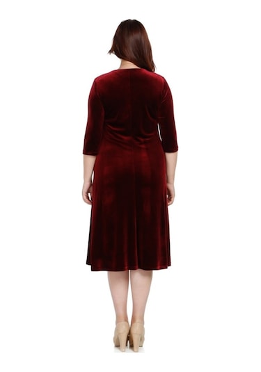 Nidya Moda Kmbinli Abiye Kadife Elbise 4073B Bordo