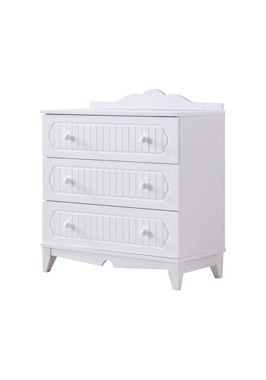 Şifonyer, Flower 3 Çekmeceli Şifonyer - Beyaz Beyaz