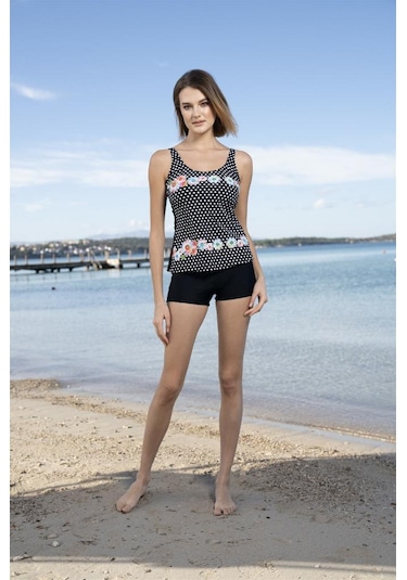 Pierre Cardin Estiva Göğsü Kaplı Empirme Şortlu Mayo Tankini Siyah
