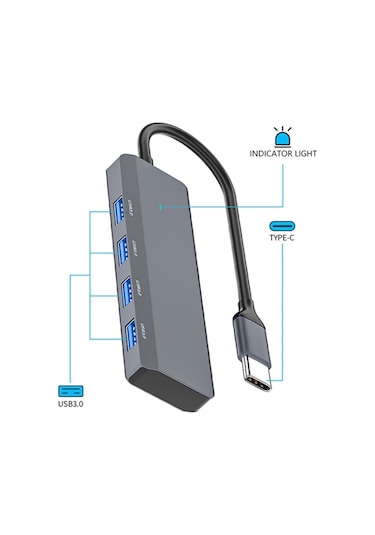 Ads-305c Tip-c'den 4 Bağlantı Noktalı Usb3.0 Usb Hub Adaptörüne Diğer