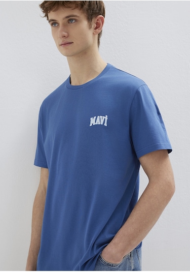 Mavi - Mavi Logo Baskılı Mavi Tişört 0611714-70719 Mavi