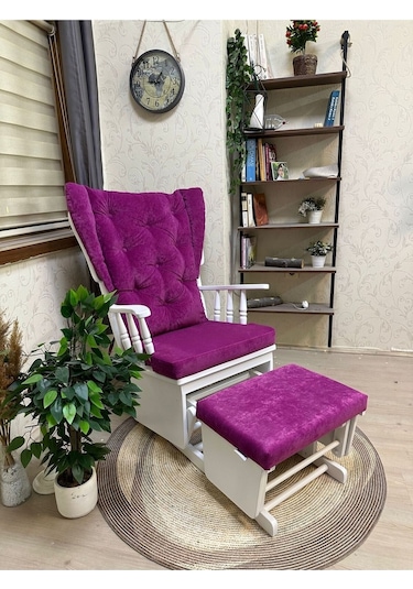 Asedia Mama Puflu Lake Fuşya Puflu Sallanan Emzirme Sandalyesi