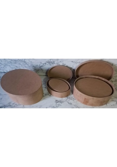 Hobi Adn 5'li Kutu Set Oval Ahşap Ham Mdf Maşuka Özellik Model El Yapım